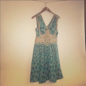 Teal tan and brown dress